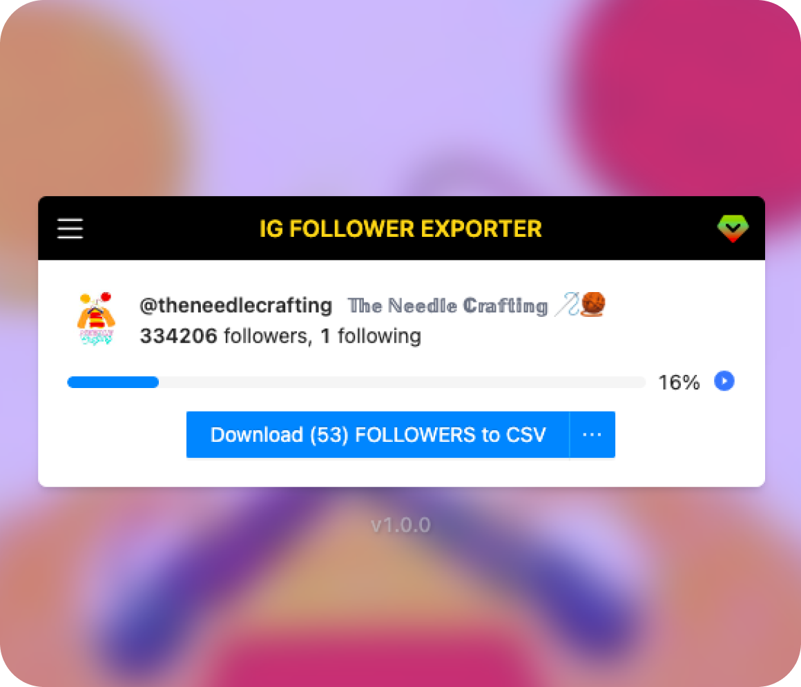 IG Follower Exporter Screenshot